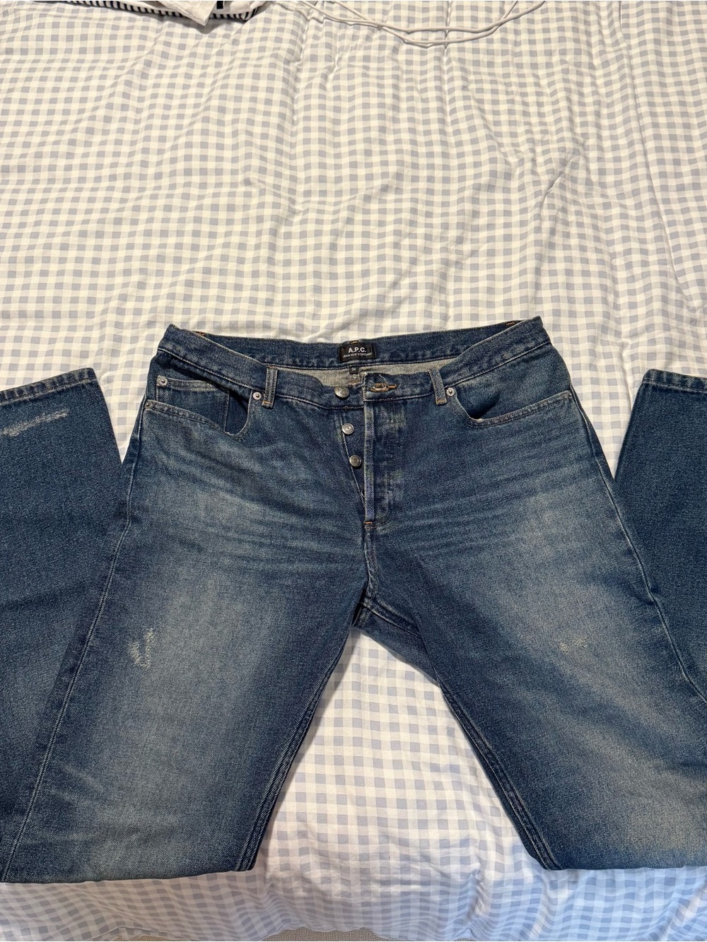 A.P.C. Slim Straight Men's Denim Jeans in Washed Blue